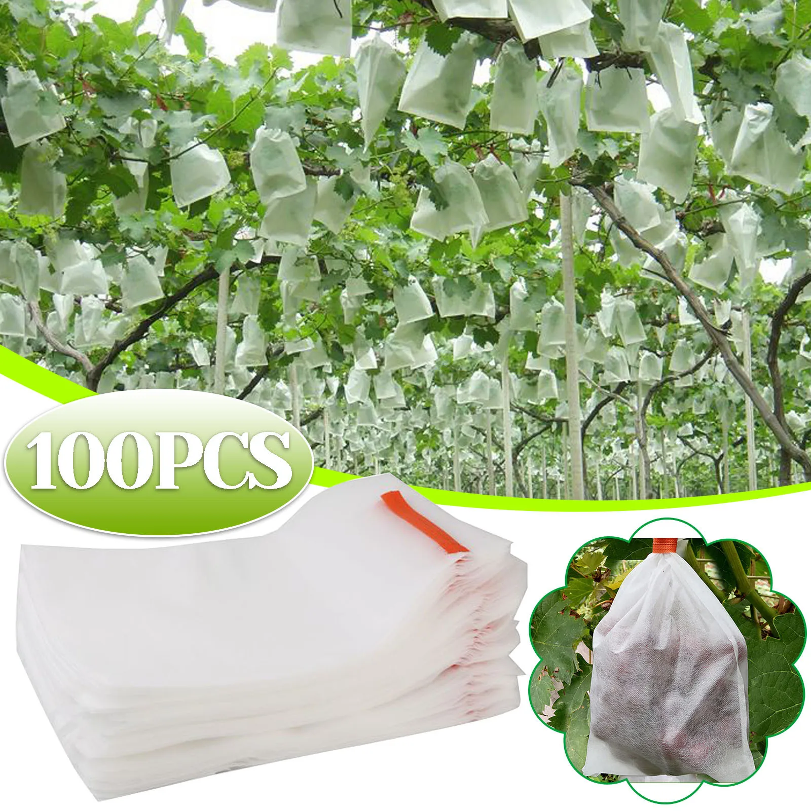

100PC Garden Plant Fruit Protect Drawstring Net Bag Mesh Against Insect Bird