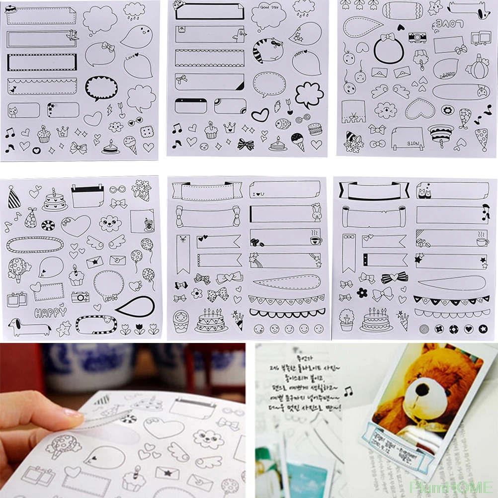 

6 sheets/set Black Calendar Paper Sticker for Scrapbook Calendar Diary Planner DIY Sticky Photo Album Decor Kids Children