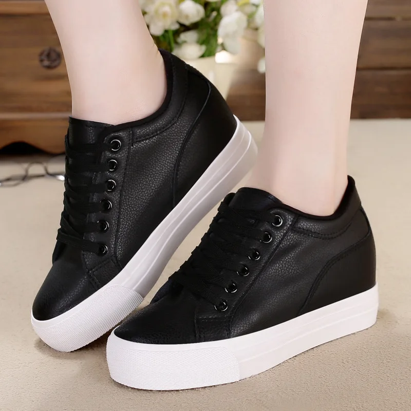 2019 модные белые кроссовки на платформе ботинки с массивным каблуком женская