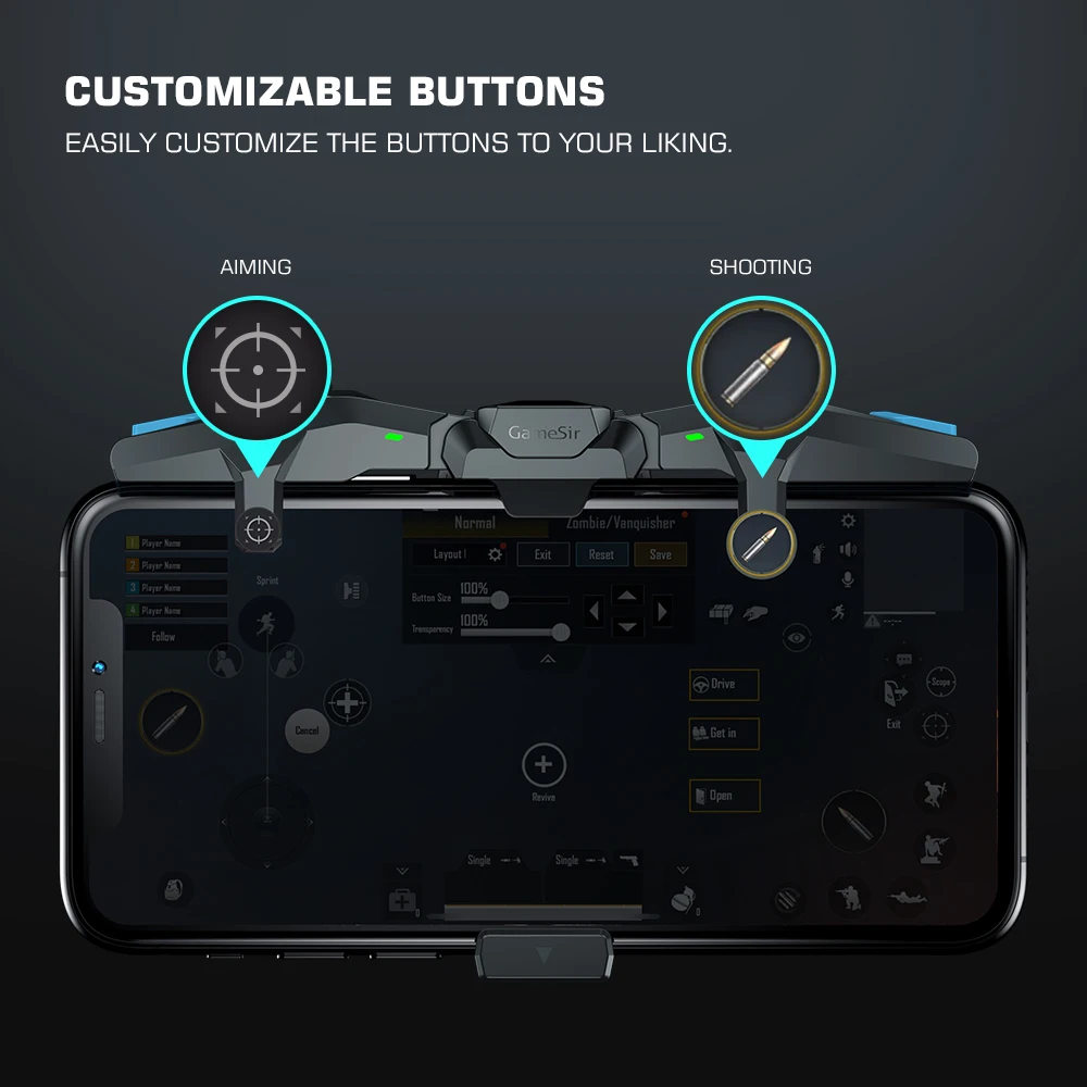 gamesir f4 falcon mobile phone gamepad pubg triggers button game controller joystick for android cellphone iphone call of duty free global shipping