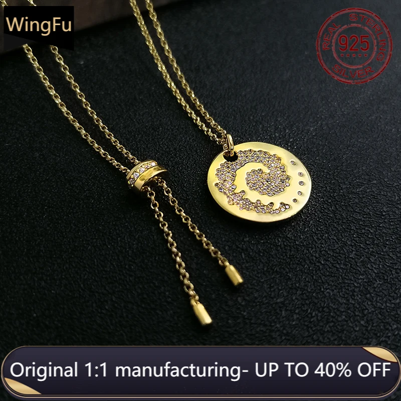 

s925 sterling silver golden round brand thread pattern inlaid zircon pendant necklace women fashion luxury brand Monaco jewelry