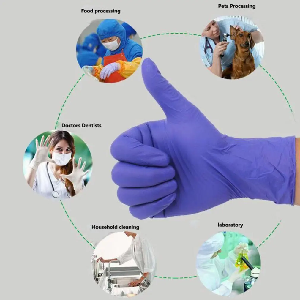100 шт. одноразовые нитриловые перчатки маслостойкие для татуировок