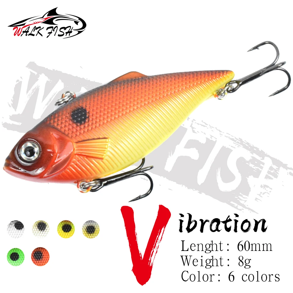 

WALK FISH 60MM 8G VIB Vibration Fishing Lure Sinking Hard Artificial Lures Wobblers Long Shot Bait Bass Pike Sea Fishing Tackle