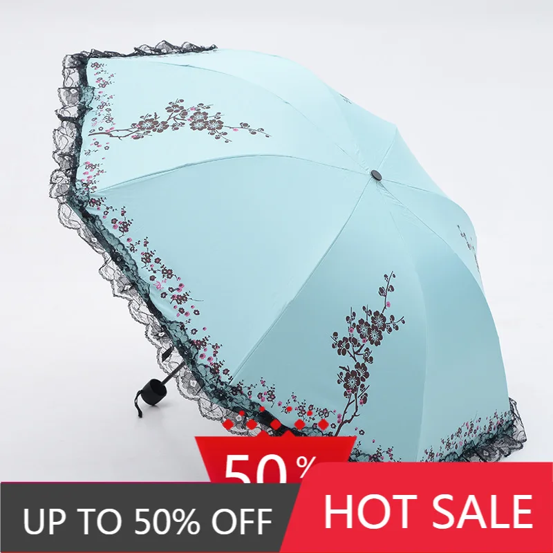 

Folding Sun Umbrella Printing Lace Umbrella Women's Black Rubber Umbrella UV Protection Sunshade patio umbrella umbrella