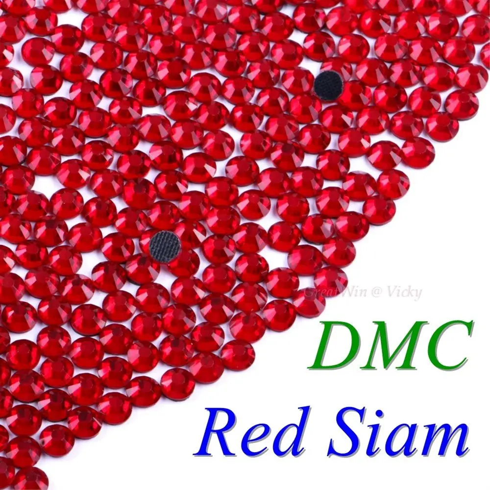 Стразы DMC для горячей фиксации всех цветов, SS6, SS10, SS16, SS20, SS30, стеклянные кристаллы, камни для горячей фиксации, приклеиваемые утюгом с плоским основанием - Цвет: Red Siam