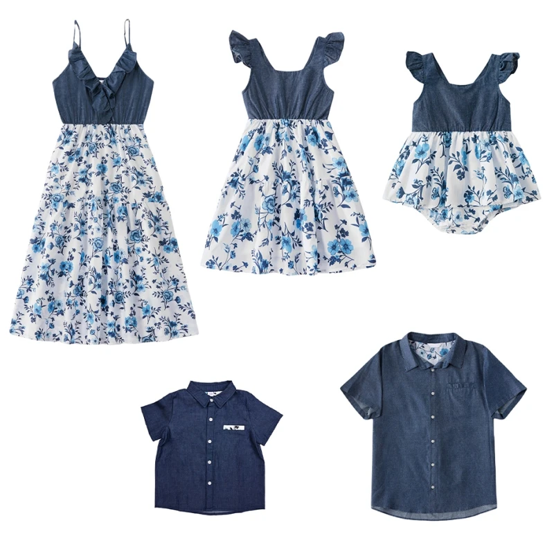 

Family Matching Clothes Summer Family Clothes Cotton Tank Mom Daughter Dad Son Baby Romper Mommy Girls Dresses Family Set