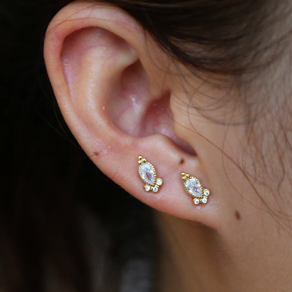 Минимальный простые серьги гвоздики из кубического циркония 925 пробы серебро