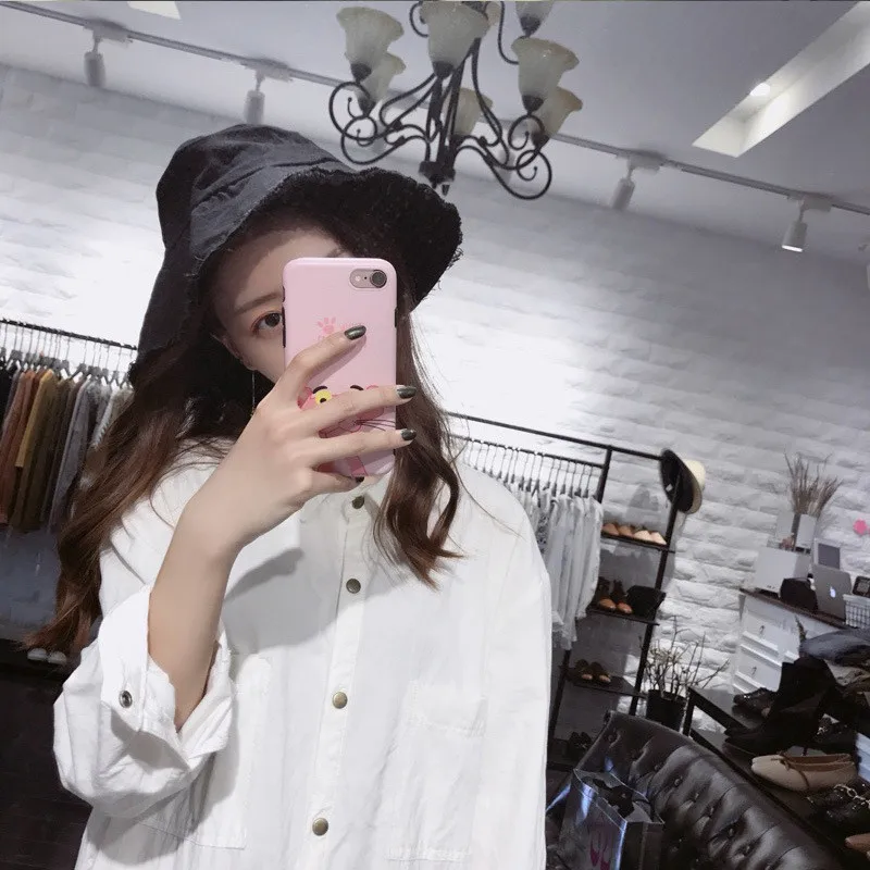 Женская льняная шляпа ведро с бахромой Японская уличная одежда шляпка хараджуку