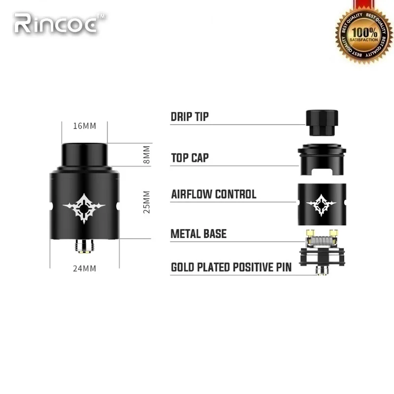Оригинальная электронная сигарета Rincoe Manto Mini RDA 90 Вт Комплект 18650 TC коробка мод с