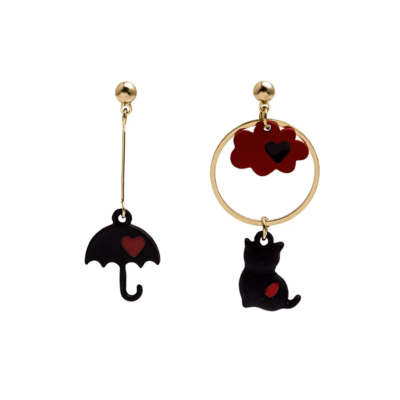Hello Miss New cartoon asymmetric earrings animal cloud fun wild fresh stud fashion women's jewelry | Украшения и аксессуары