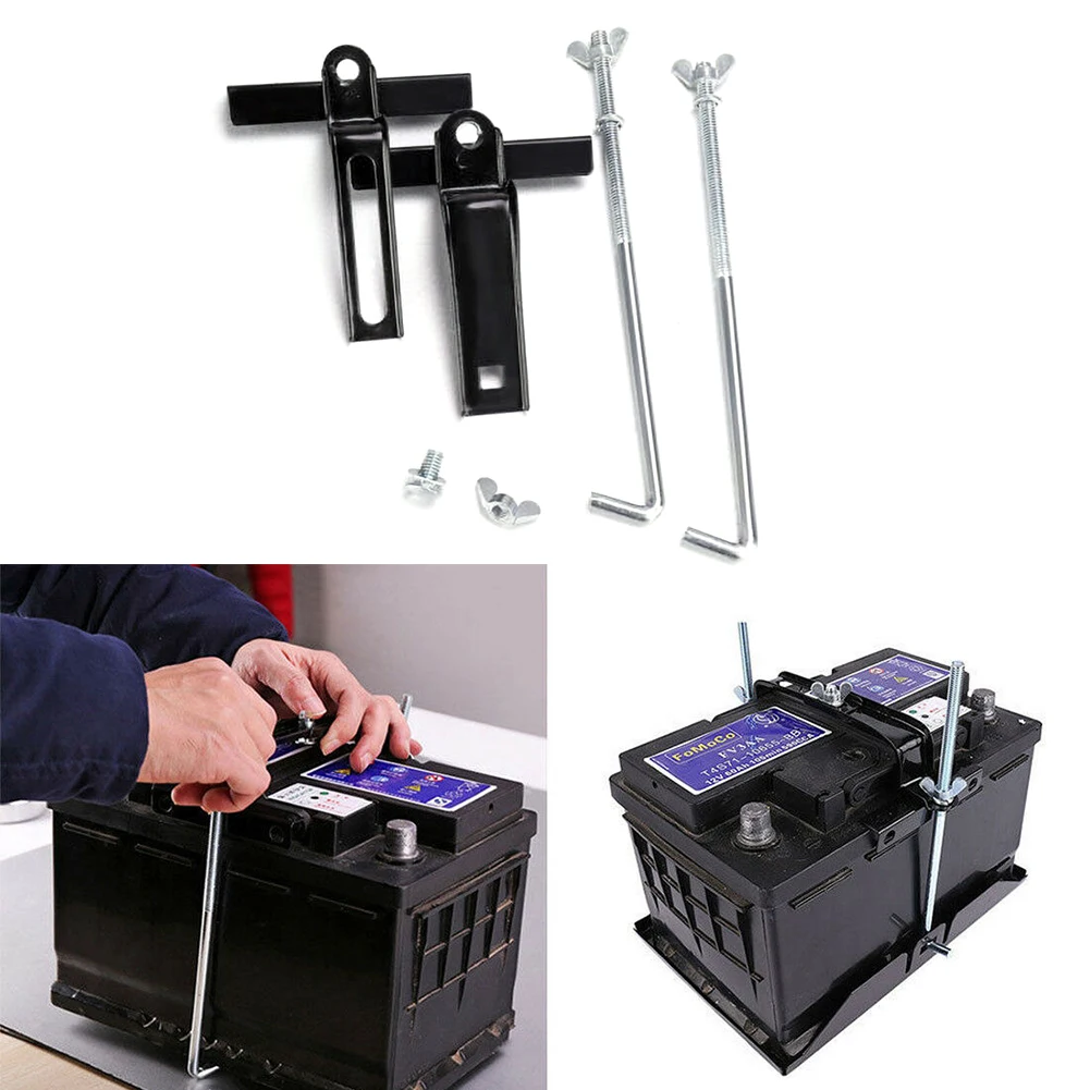 

Car Battery Tray Hooks Storage Holder Adjustable Stabilizer Metal Rack Mount Down Clamp Bracket Kit