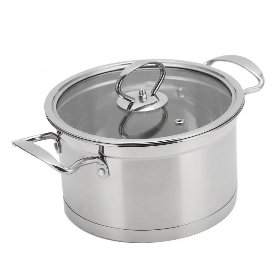 Household Stainless Steel Binaural Soup Pot Thickened Milk Stockpot With Lid Saucepan Cooking Pots | Дом и сад