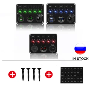 Панель кулисного переключателя Горячая Распродажа, 56 кнопок, тумблер с двойным USB-разъемом, водонепроницаемые аксессуары для катера, для лодки, автомобиля, грузовика