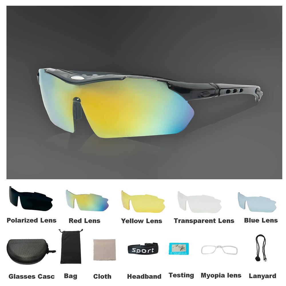 

Поляризованные спортивные мужские солнцезащитные очки для горного велосипеда, дорожные велосипедные очки, защитные очки для езды на горно...