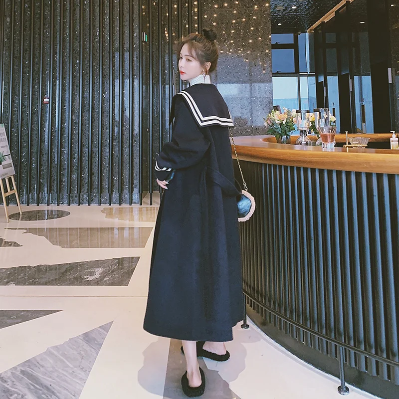 

Большие товары cмаз были выпущены 2020 шерстяное пальто с матросским воротником осень-зима новое