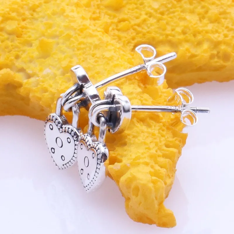 

100% 925 Silver Pan Earrings Exquisite Shining Love Lock Pan Earrings For Women Wedding Gift Fashion Jewelry
