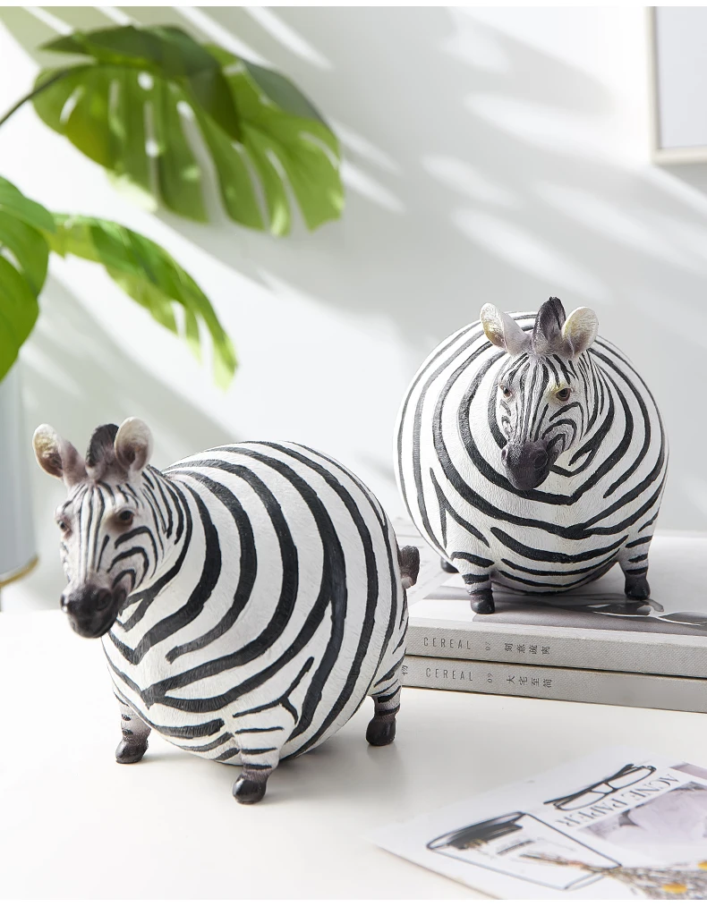 

hogar moderno Cute Fat Zebra Figurine Statue Statue Office Decor Home Lving Room Art Craft Ornament Accessories Birthday Gift