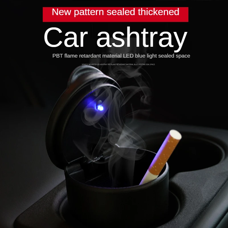 

New PBT 4S Original Vehicle LED Night Light Flip Ashtray Sealed Thickened Creative Storage Bucket Car Interior Accessories