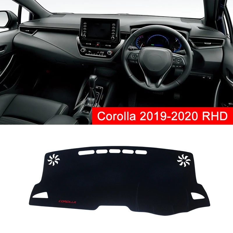 RHD Black Side Для Toyota Corolla LHD/RHD чехол на приборную панель автомобиля коврик Избегайте подстилки под светильник солнцезащитный Ковер Анти-УФ чехол аксессуары для интерьера - Название цвета: RHD Black Side