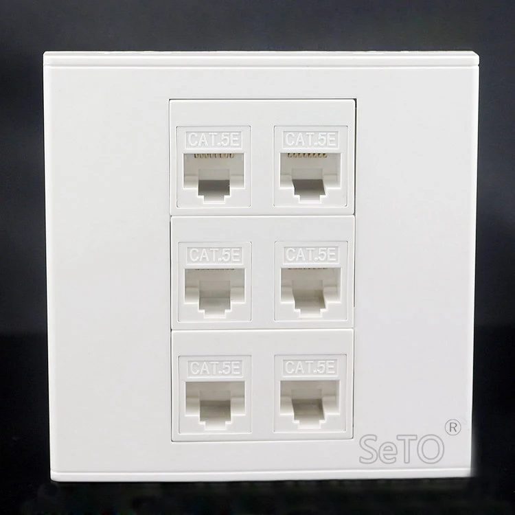 SeTo 86 Тип шесть портов RJ45 Cat5e Сетевая розетка для прямого подключения Lan настенная