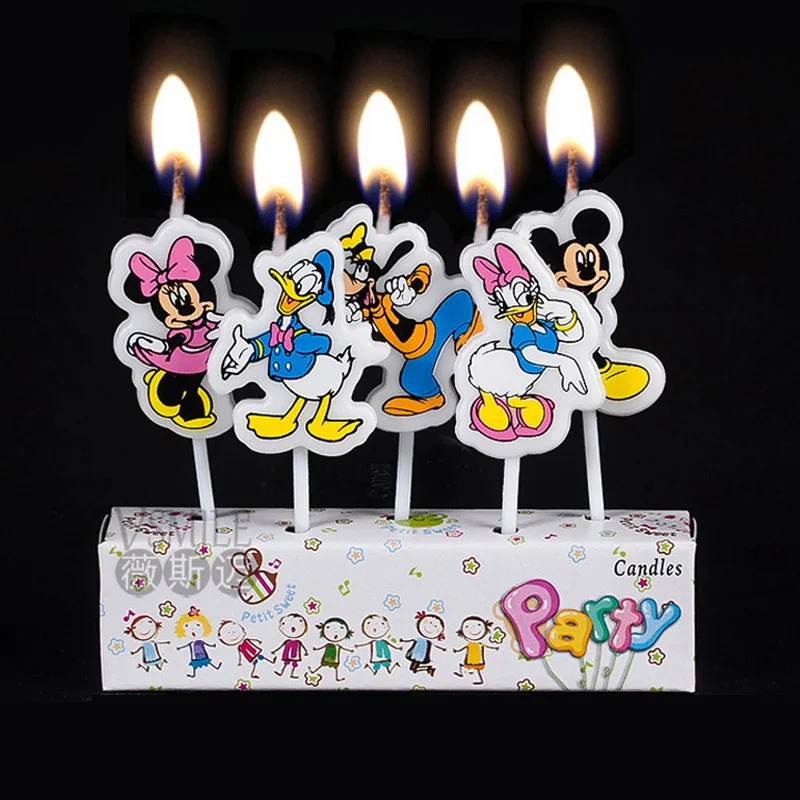 5 шт. милый Микки Минни свечи с изображением мышей кекс Топпер для дня рождения