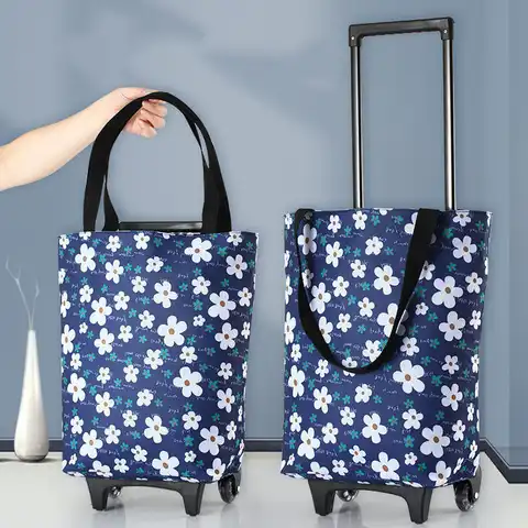 Складная сумка для покупок, женская большая тележка, хозяйственные сумки для органайзера, портативные сумки-тележки для овощей на колесах
