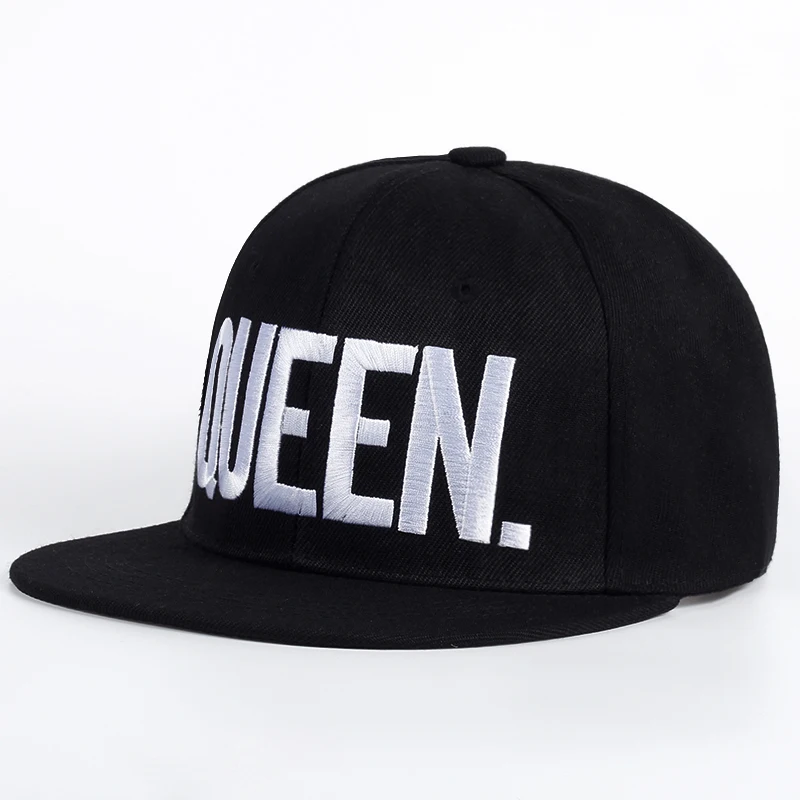 

Summer Hip Hop Men's Caps Couple KING QUEEN letter Embroidery Men Baseball Cap Women bone Male Snapback Flat Hat Black