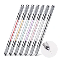 10pcslot double head microblading eyebrow pen for flat or round needles permanent eyebrow tattoo pen microblading manual pen