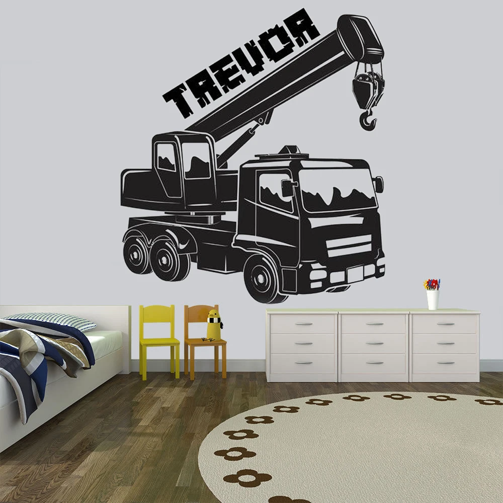 Детская Персонализированная Наклейка на стену в виде грузовика для спальни