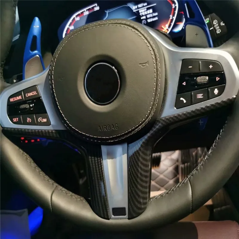 

WELKINRY car auto cover styling For BMW X5 G05 2019 carbon fiber pattern steering wheel trim