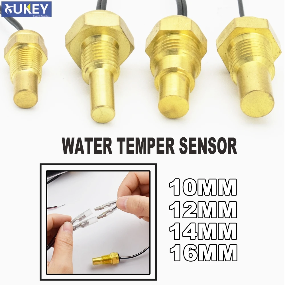 

Universal 10MM 12MM 14MM 16MM Digital With Dual Wires Temp Replacement Car Truck Water Temperature Sensor Temp 50K Head Plug
