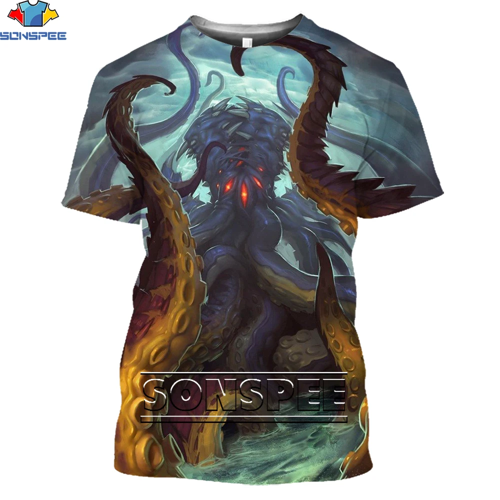 

SONSPEE 2021 Latest Fashion Game Card Men's T-shirt Summer Casual Loose Oversized Top Kids Short Sleeve