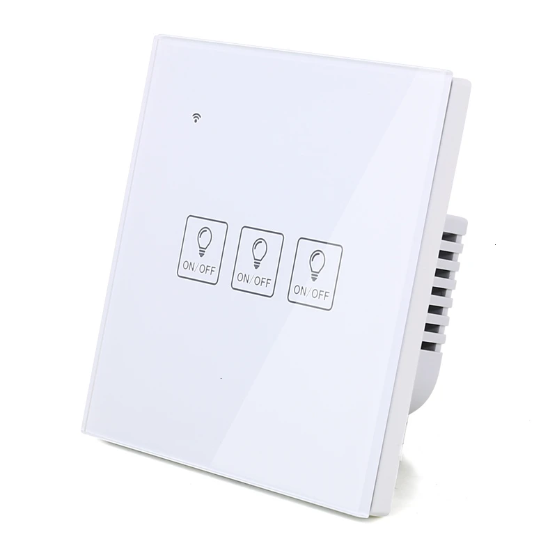 WIFI сенсорный светильник значок настенный выключатель белое стекло синий