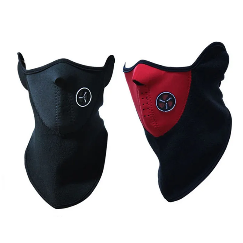 Black and Red Уличная зимняя велосипедная маска Тепловая Флисовая Шапка Лыжная теплая маска на половину лица для велосипеда Защитная шапка холодный головной убор велосипедный мотоцикл зима - Цвет: Black and Red