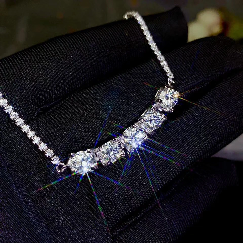 Женский блестящий браслет с драгоценным камнем Moissanite ювелирное изделие из