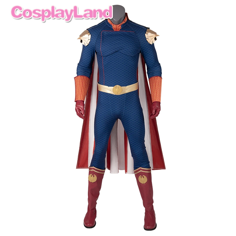 The Boys Homelander Cospaly Superhero Costume Adult Halloween Costumes Antony Starr Jumpsuit Cloak Shoes Blue Bodysuit