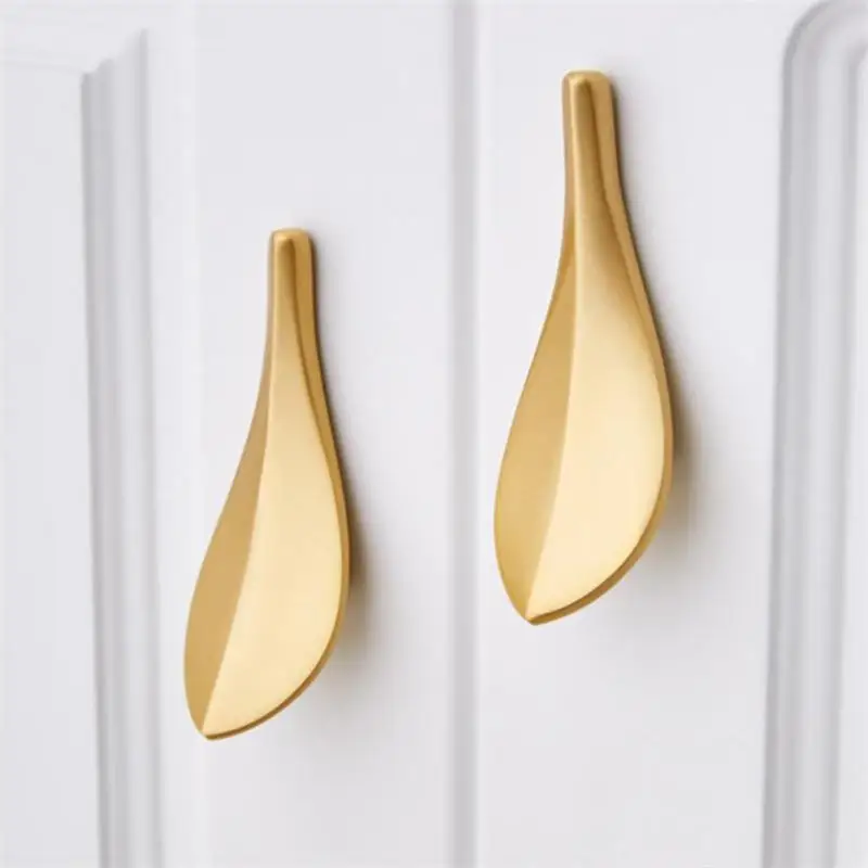 

Golden Leaf Shape Cabinet Handle Cabinet Door Bathroom Handle Drawer Closet Cabinet Cupboard Light Luxury Hardware Handle