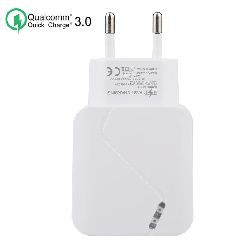 Quick Charge 3.0 18W LED Light Dual USB Charger 5V 2.1A Wall Adapter Mobile Phone Micro Data Charging For iPhone iPad Samsung | Мобильные