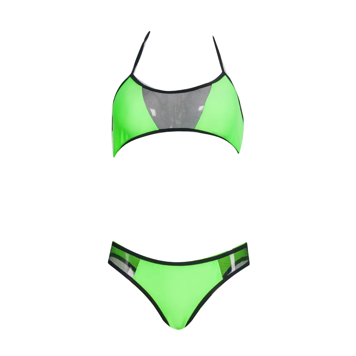

Mesh splicing high waist split-body fluorescent sexy swimsuit occident style 21034