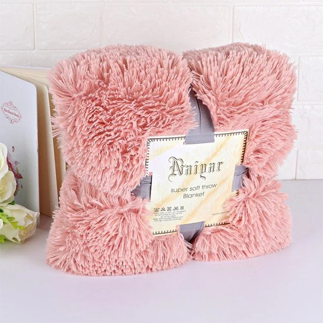 pink Ворсистое покрывало из микротонкого меха, Пушистый Зимний лежак, флисовый уютный мягкий одеяло на искусственном меху, теплые мягкие одеяла, толстые - Цвет: pink