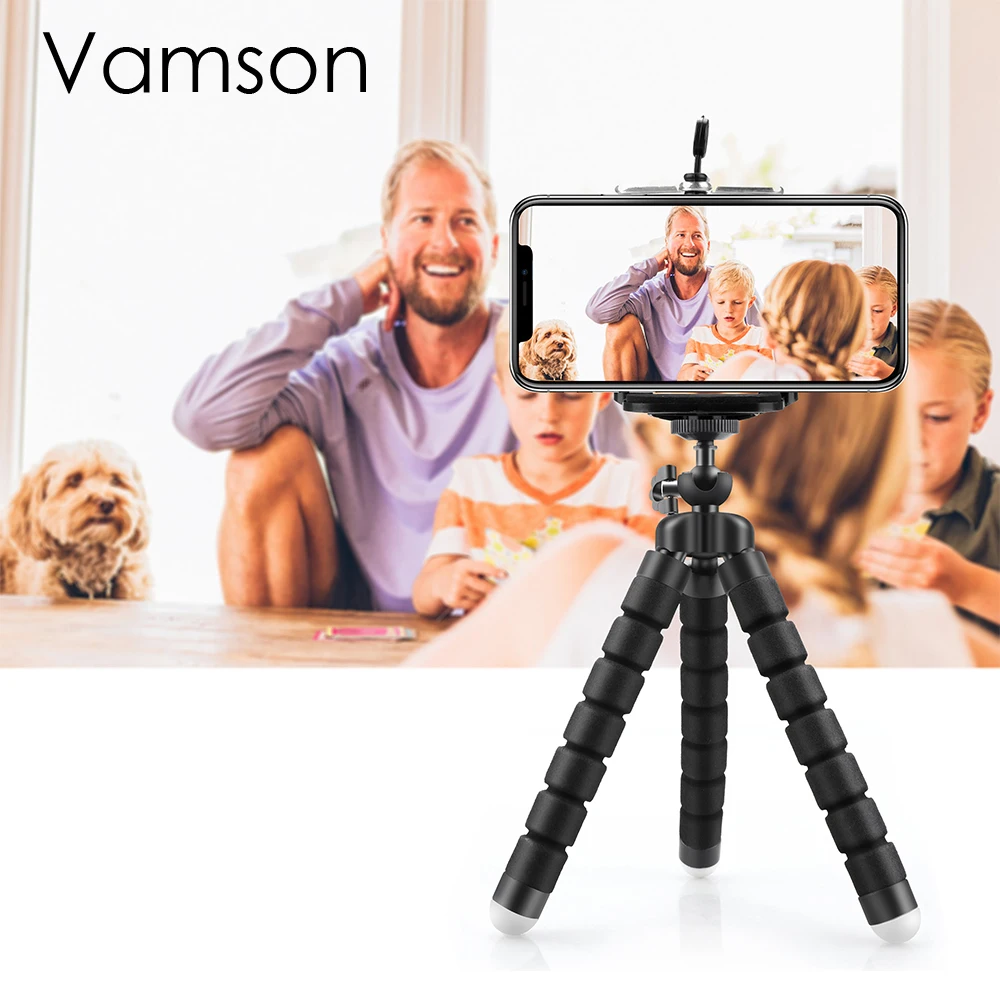 Vamson гибкий губчатый Осьминог Мини-штатив для iPhone samsung Xiaomi huawei смартфон штатив держатель мобильного телефона зажим подставка для GoPro Hero 7 6 5 4 3+ 2 1 для Xiaomi для yi 4k VP414