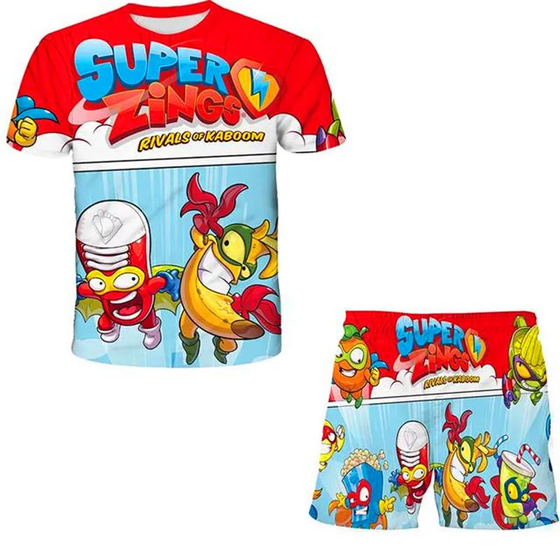 

Summer Boys Clothes Sets Printing Super Zings Trees T Shirt And Cotton Sports Short Pants Leisure Children Suit For Kids 4-14Y