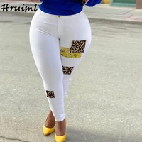 fashion pants women 2020 new leopard print stitching pencil trousers full length skinny streetwear casual pantalones para mujer