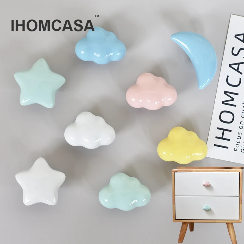 Керамические ручки IHOMCASA облака звезды луна крючок и ручка для детской комнаты