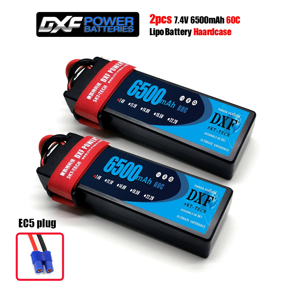 2 шт. DXF Lipo Батарея 2S 3S 7,4 V 11,1 V 6500 мА/ч, 5200 мА/ч, 60C 120C 50C 100C AKKU LiPo Батарея для Rc вертолет RC автомобиль Лодка - Цвет: 2PCS6500HARDEC5