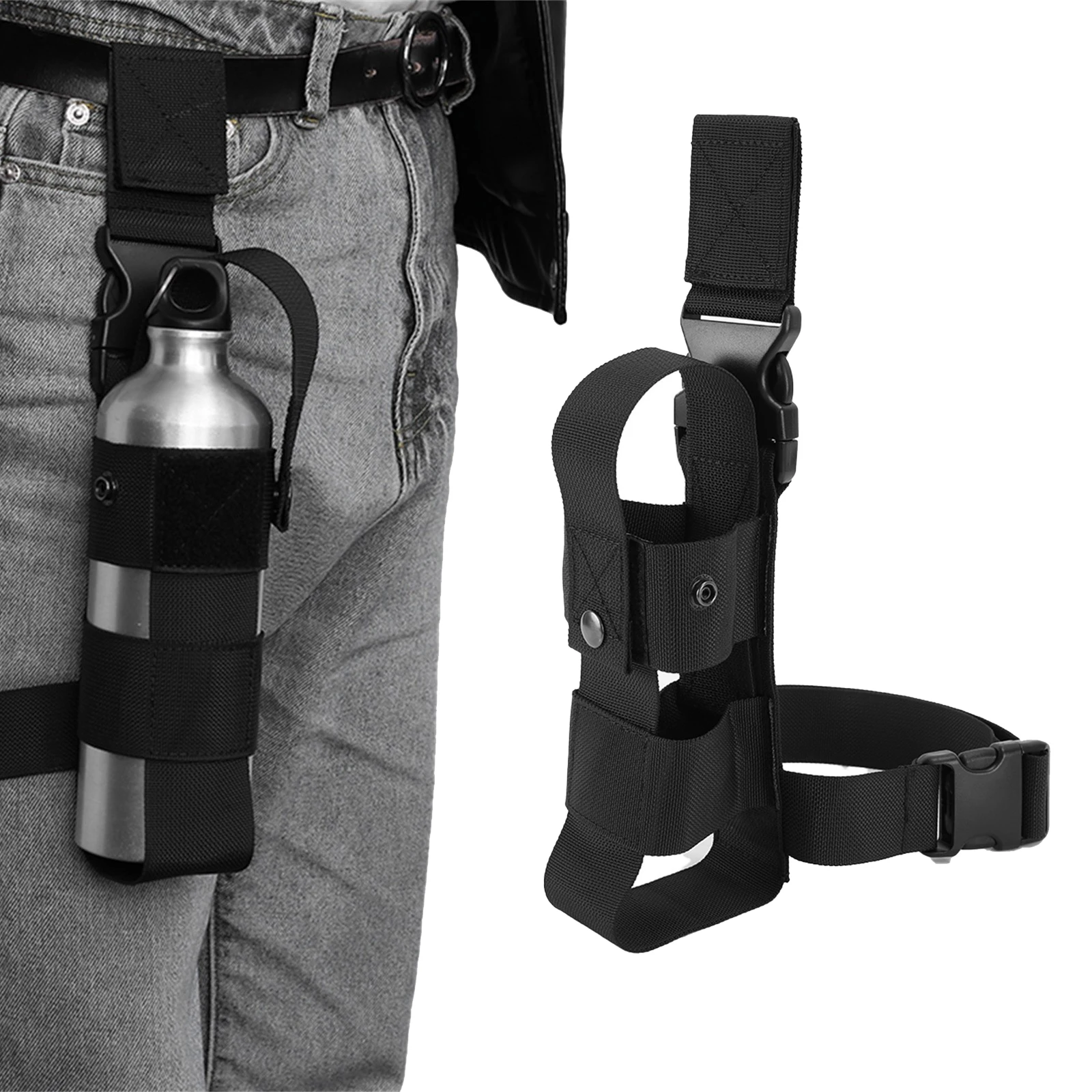 

Tactical Spray Bag Molle Water Bottle Drop Leg Pouch Handheld Fire Holder Extinguisher Holster Fits MK9 for Hunting Camping