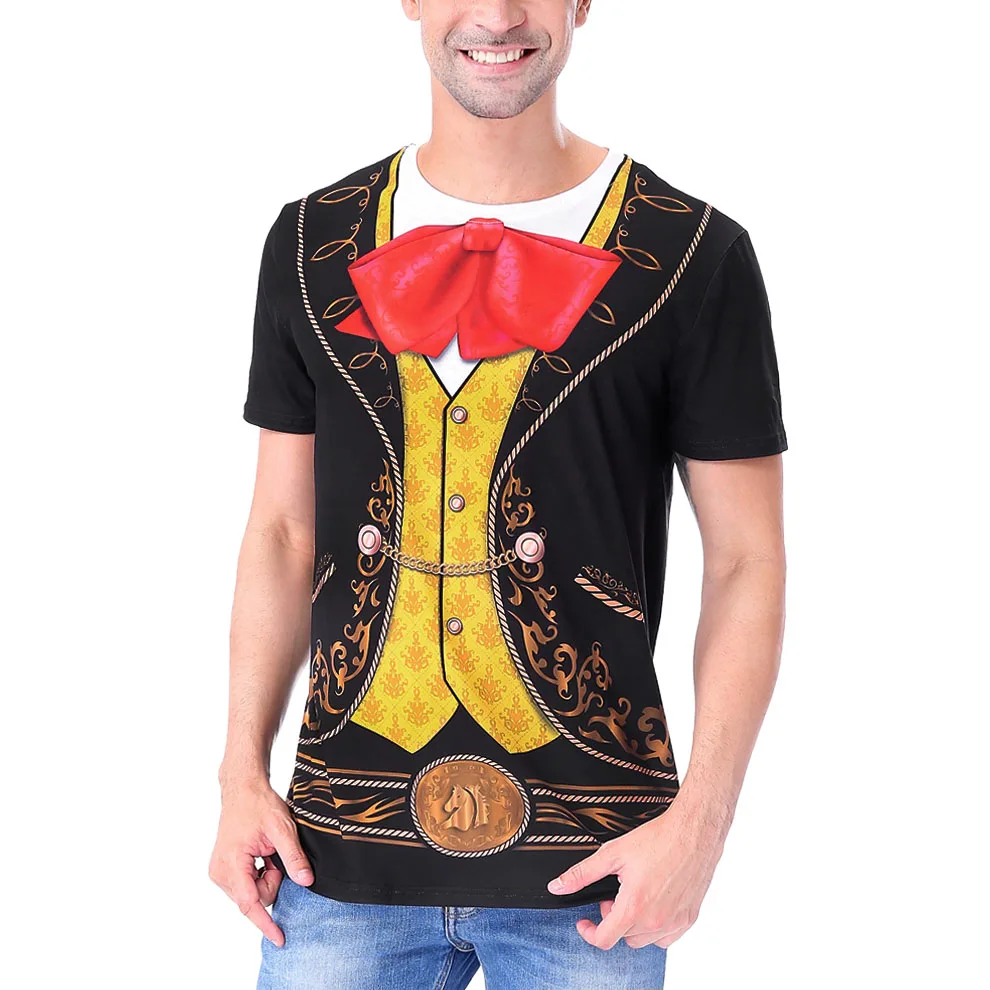 Мужской мексиканский мариачи шарро костюм музыкант футболка музыкальная тема