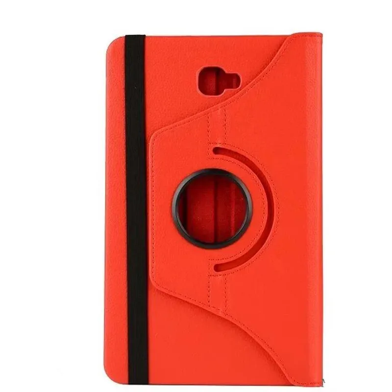 red Чехол для samsung Galaxy Tab A A6 10,1 T585 T580 T580N С Откидывающейся Крышкой из искусственной кожи, с подставкой и вращающейся на 360 Litchi, защитный чехол для планшета+ пленка - Цвет: red