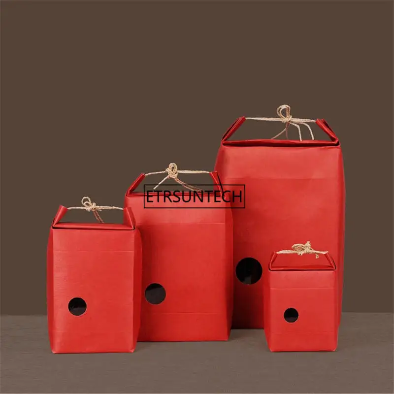 

100pcs Kraft Gift Tea Candy Chocolate Bags with Rope Chinese New Year Red Color Gift Wrap