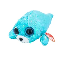 new 6 inch 15 cm ty big eyes plush pea plush animal sequined small seal collection doll children birthday christmas gift